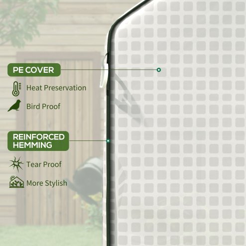 Outsunny Walk-in Greenhouse Cover Replacement with Roll-up Door and Mesh Windows, Reinforced PE Hot House, Cover COVER ONLY, 140 x 73 x 190cm, White