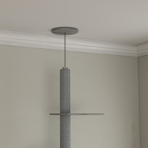 PawHut Cat Tree with Hidden Litter Box, 2-in-1 Floor-to-Ceiling Cat Litter Box Furniture with Cat House, Bed, Hammock, Scratching Posts and Platforms for Indoor Use - Grey