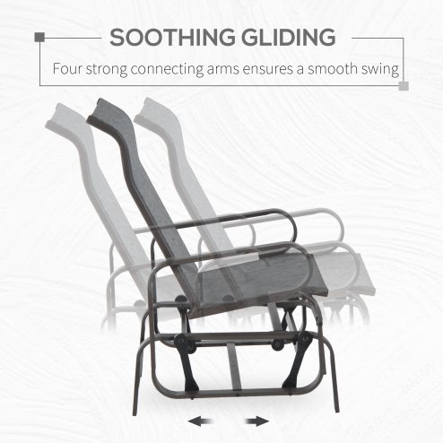 Outsunny Outdoor Gliding Rocking Chair with Sturdy Metal Frame Garden Comfortable Swing Chair for Patio, Garden and Poolside, Grey