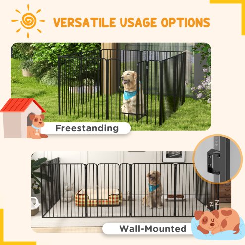 PawHut Heavy Duty Dog Playpen, 8 Panels Dog Pen, 100cm Height Pet Playpen Exercise Pen, with Door, for Small and Medium, Large Dogs