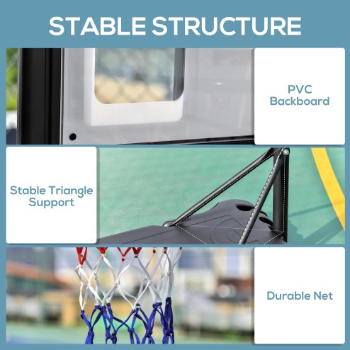 HOMCOM 5-7FT Height Adjustable Basketball Hoop and Stand, Freestanding Portable Basketball Hoop System with Fillable Base, Wheels, for Teens, Juniors, Adults, 1.55-2.1m