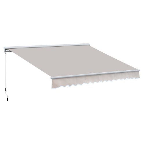 Outsunny 3.5 x 2.5m Electric Garden Door Awning Half Cassette Outdoor Retractable Canopy Patio Shelter w/ Remote Controller Cream White