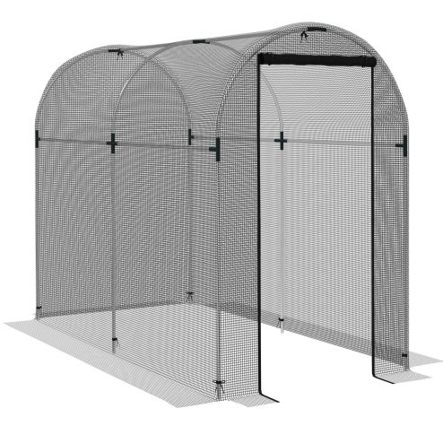Outsunny Fruit Cage Bird Netting, Heavy Duty Fruit and Vegetable Protection Tent with Zipped Door, Anti Bird, Insects, Small Animals, 1.2 x 2.4 x 1.9m, Black