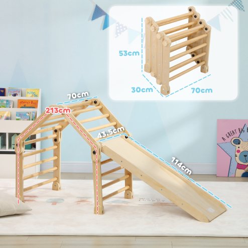 AIYAPLAY 3 in 1 Kids Climbing Set, Foldable Toddler Climbing Toys Indoor with Sliding Ramp, Montessori Climber Set for 2-6 Years Old, Gift for Boys, Girls
