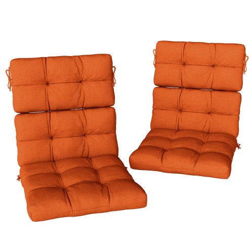 Outsunny 2pc Outdoor Seat Cushions with Backrest, Ties, Water Repellent Seat Pads for Chair, Garden Patio, Orange