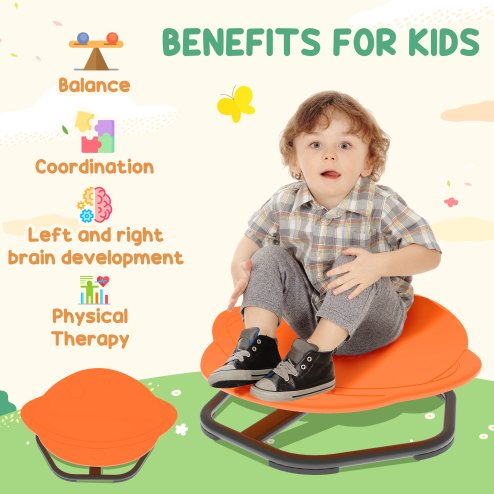 AIYAPLAY Sensory Spinning Chair for Kids, Planet-Shaped Swivel Chair for Balance and Coordination Training, Multi-Position Spinning Seat with Non-Slip Base, Orange