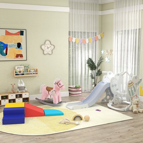 HOMCOM Soft Play 4-piece Climb and Crawl Foam Toddler Stairs and Ramp Colorful Children