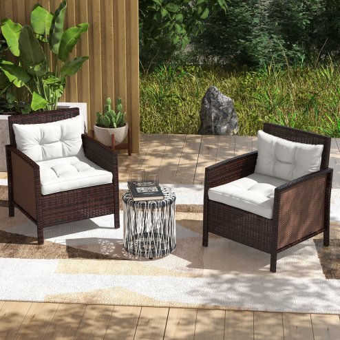 Outsunny 2pc Outdoor Seat Cushions Back Cushions, 60 x 60 x 10cm Water Repellent Seat Pads for Garden Patio Kitchen Office Chairs, White