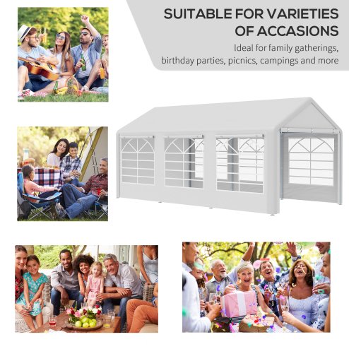 Outsunny 6 x 3(m) Garden Gazebo Marquee Party Tent Wedding Portable Garage Carport shelter Car Canopy Outdoor Heavy Duty Steel Frame Waterproof Rot Resistant