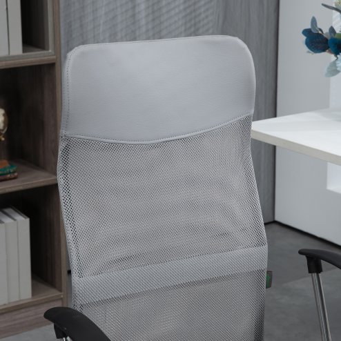 HOMCOM Mesh Office Chair, High Back Computer Desk Chair, Swivel Chair with Height Adjustable, for Home, Light Grey