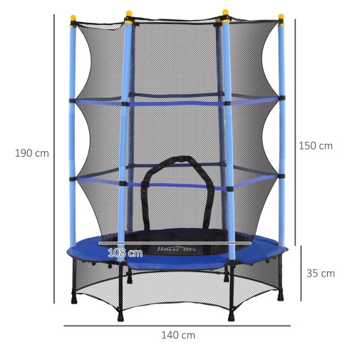 HOMCOM 4.6FT Kids Trampoline with Safety Enclosure, 55