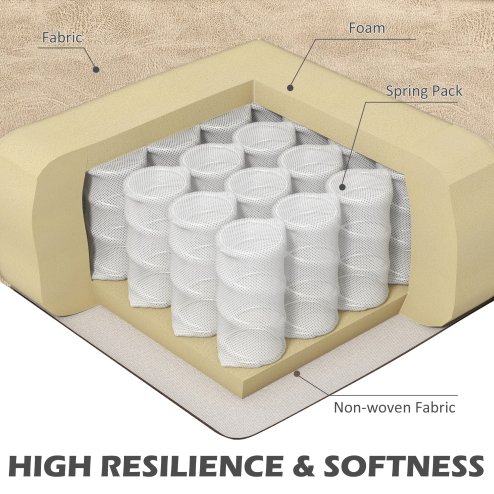 HOMCOM Manual Reclining Armchair with Footrest, Marble Effect Vintage Recliner Chair with Nail Head Trim, Button Tufted Wing Back and Wood Legs, Beige
