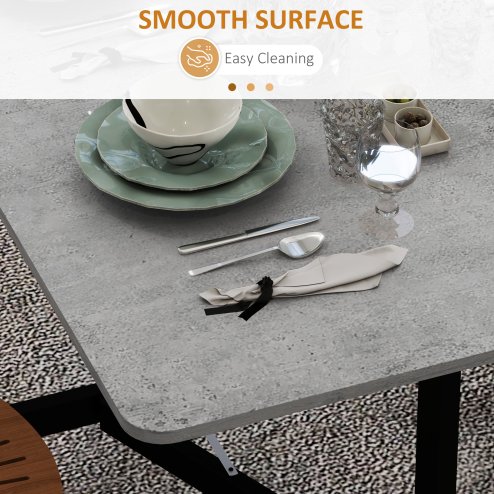 HOMCOM Mobile Drop Leaf Table, Folding Dining Table with 6 Wheels & Brakes, Kitchen Table for Small Spaces, Grey Marble Effect