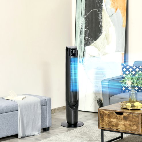 HOMCOM 2.8L 2-in-1 Evaporative Air Cooler, Portable Tower Fan with 4 Modes, 3 Speed, Remote Control, 12H Timer, Oscillating for Home Bedroom, Black
