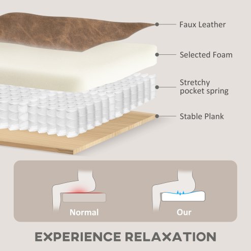 HOMCOM Wingback Armchair, PU Leather Fireside Chair, Button Tufted Accent Chair  for Living Room, Bedroom, Home Office