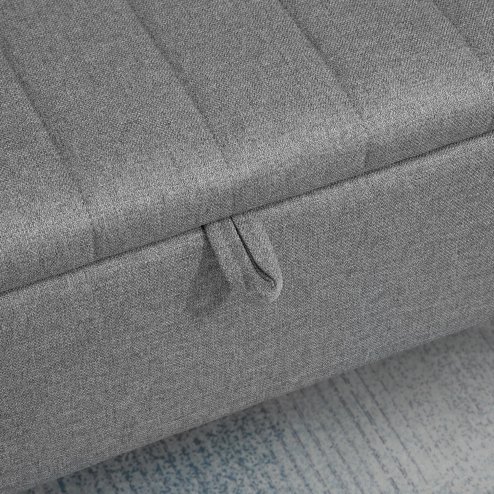 HOMCOM Storage Ottoman with Flip Top, Rectangular Upholstered Bench, Linen Feel Fabric Footstool with Steel Legs for Living Room, Bedroom