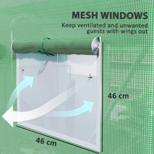 Outsunny 3 x 2 x 2m Polytunnel Greenhouse with 3 Roll-up Doors and Mesh Windows, Walk-in Garden Tunnel Warm House Tent with UV-resistant PE Cover and Galvanised Steel Frame, Green