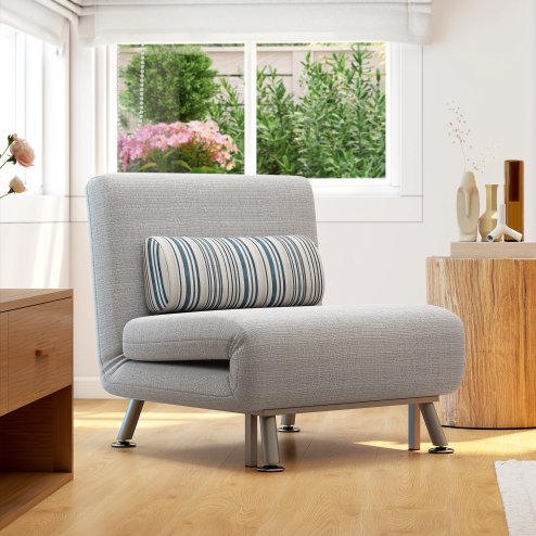 HOMCOM Single Sofa Bed, 1 Person Sleeper Foldable Lounge with Pillow