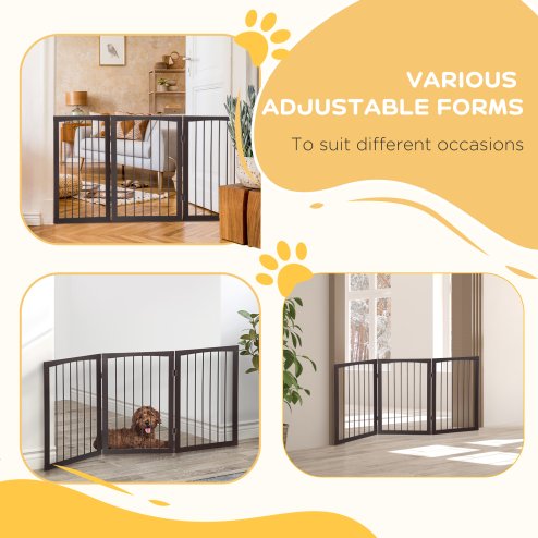 PawHut 3 Panel Stair Gate Foldable Dog Door Gate Indoor Free Standing Safety Gate Pet Barrier 76cm Height