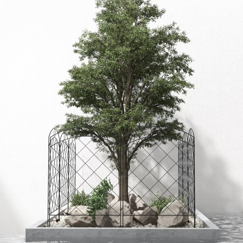 Outsunny Decorative Garden Fencing, 43in x 11.4ft Outdoor Picket Fence Panels, 4PCs Rustproof Steel Wire Landscape Flower Bed Border Edging Animal Barrier, Black