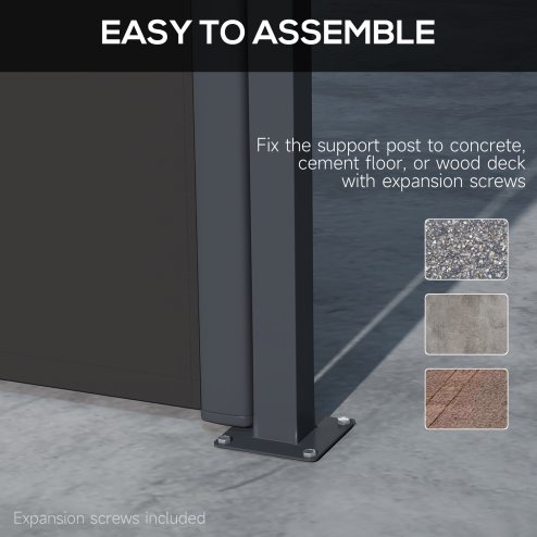 Outsunny Retractable Side Awning, Garden Privacy Screen Divider, Full Cassette Wind Breaker for Hot Tub, Balcony, Terrace, Pool, 400 x 160cm, Black