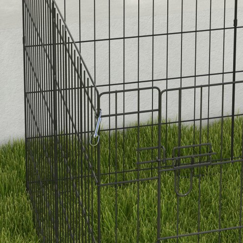 PawHut Dog Pen, 8 Panel Dog Playpen, DIY Design with Door, for Medium Dogs, Puppies, Small Animals, for Indoor/Outdoor Use, 76cm High