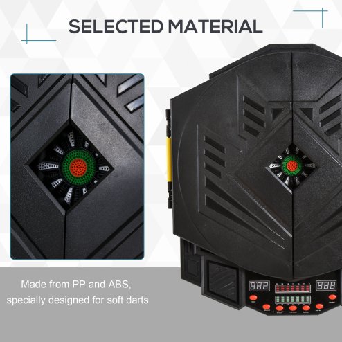 HOMCOM DART BOARD SET ELECTRONIC DARTBOARD LED DIGITAL SCORE DISPLAY SOFT TIP 27 GAMES SPEAKER SOUND WITH DARTS