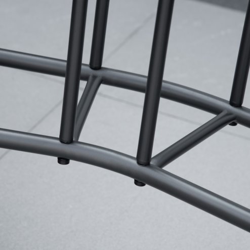 Outsunny Outdoor Double Glider Rocking Chairs with Glass Top Middle Table, Metal Gliding Love Seat Conversation Furniture with Breathable Mesh Fabric Seat, for Garden, Patio, Black