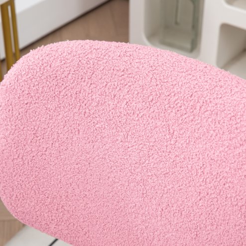 Vinsetto Cute Armless Office Chair, Teddy Fleece Fabric Computer Desk Chair, Vanity Task Chair with Adjustable Height, Swivel Wheels, Mid Back, Pink