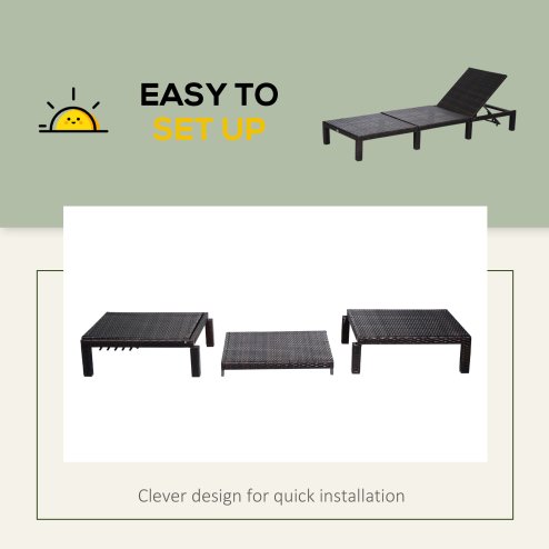 Outsunny Rattan Sun Lounger, 5-Level Adjustable Garden Lounger Recliner with Cushion and Headrest, Outdoor Reclining Sunbed, Steel Frame Garden Chair for Patio, Beach, Terrace, Cream White