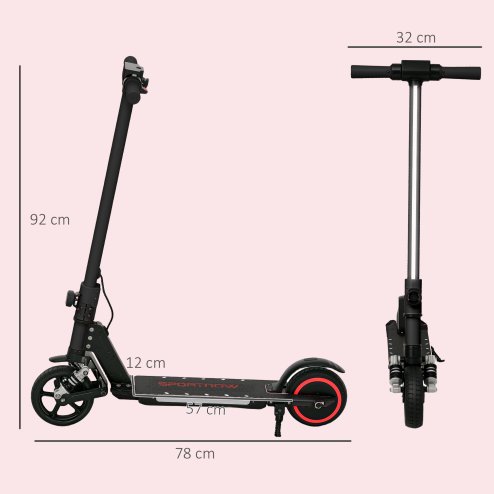 SPORTNOW Electric Scooter for Kids, Folding E Scooter for Age 6-14 with Dual Brakes, Up to 14 KM/H, Maximum Range 6 KM, 6.8kg Lightweight, Front Suspension, LED Colourful Lights, Black