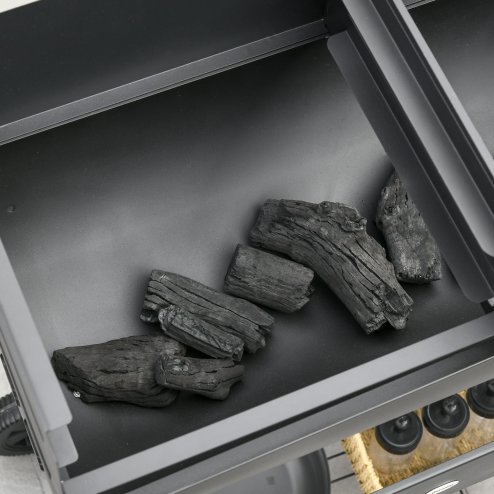 Outsunny Charcoal Barbecue Grill BBQ Trolley with Double Grill, Adjustable Grill Height, Side Table, Storage Shelf, and Wheels for Outdoor Cooking, 130 x 51 x 111cm, Black