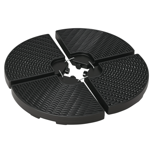 Outsunny 4PCs Parasol Bases, Patio Umbrella Weights for Parasol, Wicker Effect HDPE Water and Sand Filled Garden Umbrella Base with Built-in Handles, Black