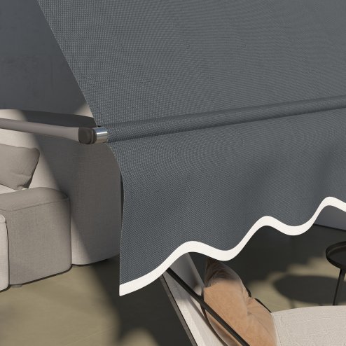 Outsunny 3.5 x 1.2m Free Standing Retractable Awning, Non-Screw Patio Sun Shade Shelter with Support Pole Stand and UV Resistant Fabric, for Window, Door, Porch, Deck, Dark Grey