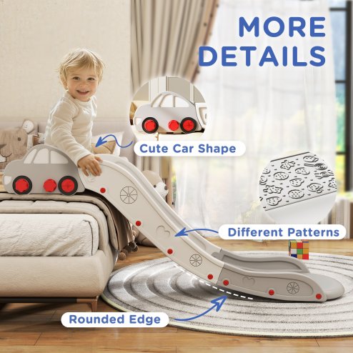 AIYAPLAY Kids Slide, Indoor Toddler Sofa Slide with Extended Length for Bed, Stairs, Easy to Assemble and Store, Grey