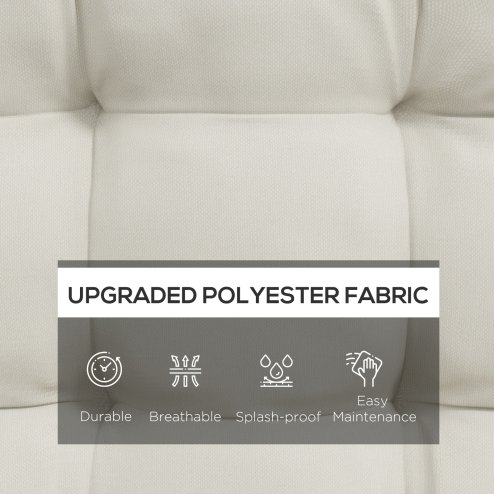 Outsunny Garden Back Chair Cushion, Comfortable Patio Seat Cushion Pad with Backrest for Outdoor & Indoor Use, Cream White