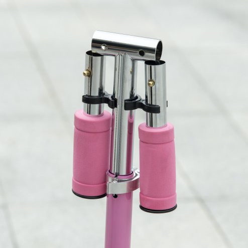 HOMCOM Kids Scooter with Lights, Music, Adjustable Height, Foldable Frame, LED Wheels, for Ages 3-7 Years - Pink