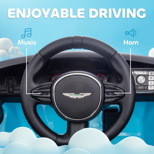 AIYAPLAY Aston Martin DBX Licensed 12V Kids Ride on Car, Kids Electric Car with Remote Control, 4 Suspension Wheels, LED Lights, Music, Horn, Slow Start, for Ages 3-6 Years, Blue