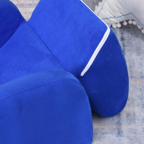 HOMCOM Children's Armchairs Kids Toddler Sofa Chair 2 In 1 Sofa Bed Folding Couch Soft Flannel Sponge Playroom Bedroom Living Room Blue