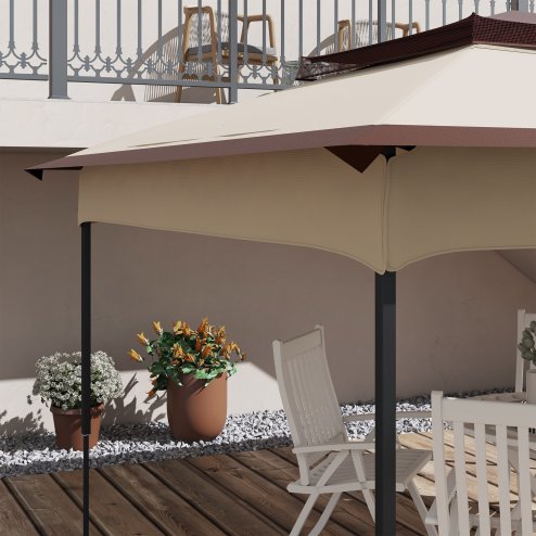 Outsunny Gazebo for 3.25m x 3.25m Frame, 2 Tier Gazebo Cover, UV Protection, Beige