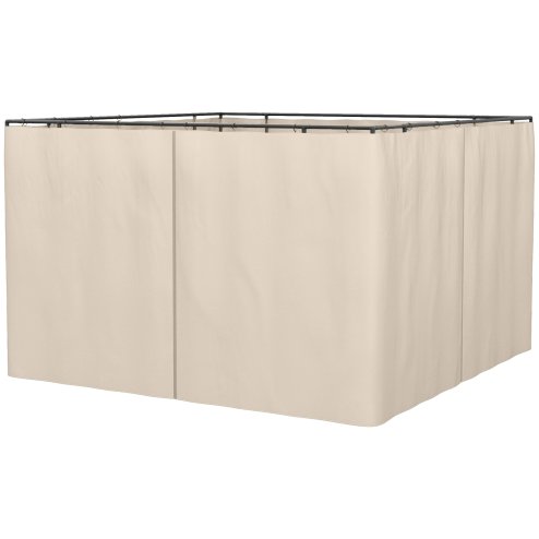 Outsunny 4 Pack Replacement Gazebo Curtains Privacy Panel for Most 3 x 3m Gazebo Canopy Pavillion Outdoor Shelter Sidewalls Accessories Beige