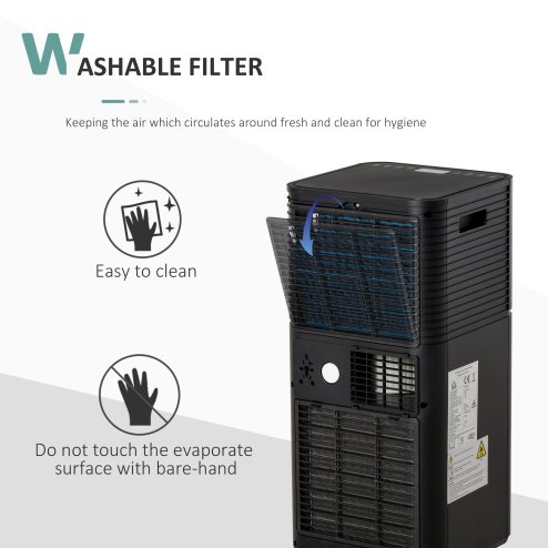 HOMCOM 5000 BTU 4-In-1 Portable Air Conditioner Unit Cooling Dehumidifying Ventilating for Room up to 18m², with Fan, Remote, 24H Timer, Window Mount Kit, R290, A Energy Efficiency