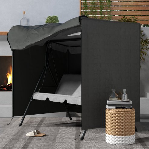 Outsunny 3 Seater 600D Oxford Patio Swing Chair Cover Outdoor Garden Furniture Rain Protection Protector Waterproof Anti-UV, 177 x 114 x 152cm, Dark Grey