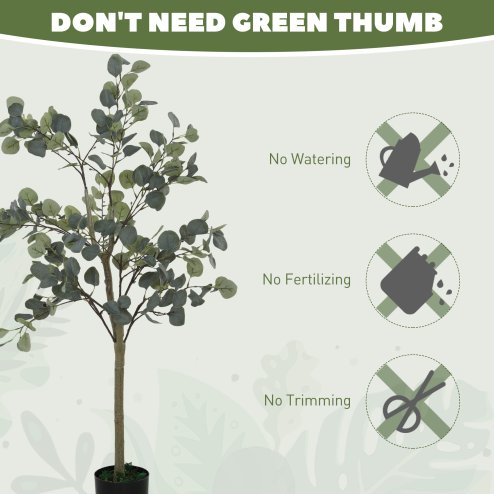 HOMCOM Set of 2 Decorative Artificial Tree, 4ft/ 120cm Silk Eucalyptus Trees with 230 Silver Dollar Leaves in Pot, Fake Plants for Home, Office, Living Room, Indoor Decor