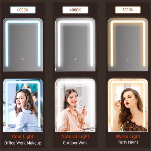 HOMCOM Dressing Table with Mirror, Cushioned Stool, 3 Colour LED Lights, Makeup Vanity Desk Set with Drawers and Open Shelves, Modern Dresser Vanity Table for Bedroom, White