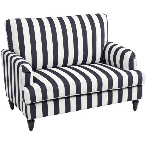 HOMCOM Modern Cuddle Chair, Velvet Single Sofa Armchair with Stripe, Turned Legs and Wide Seat, Upholstered Snuggle Chair for Living Room, Bedroom, Black and White