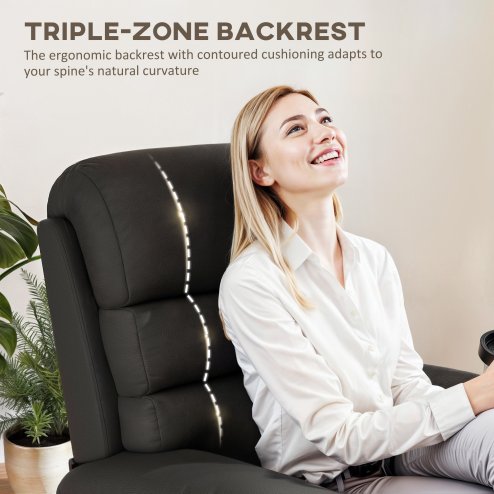 HOMCOM Recliner Armchair, PU Leather Manual Reclining Chair with Adjustable Leg Rest and Backrest, Easy Assembly, Recliner Chair for Living Room, Bedroom, Home Theater, Black