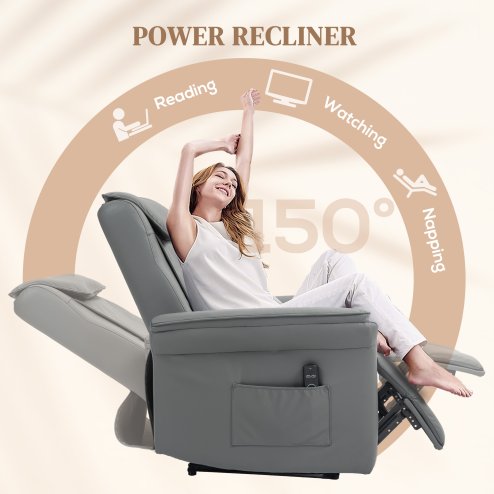 HOMCOM Recliner Armchair with 3D Kneading Massage, Breathable Leather Recliner Chair with Back Massager and Headrest, Electric Reclining Chair with Footrest, Remote, USB Port, Side Pockets for Home
