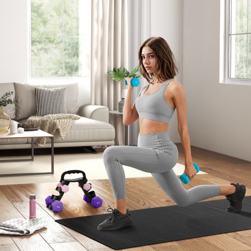 SPORTNOW Dumbbells Set with Carry Storage Rack, Set of 6 Weights for Home Gym, Kettlebell Training Weight Lifting Exercise, 2 x 1kg, 2 x 3kg, 2 x 5kg