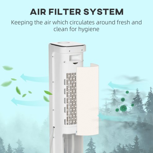 HOMCOM Evaporative Air Cooler, 5L Water Tank Oscillating Ice Cooling Fan with 3 Modes, 3 Speeds, 10H Timer, Detachable & Washable Filter, LED Display & Remote Control and Oscillation, White